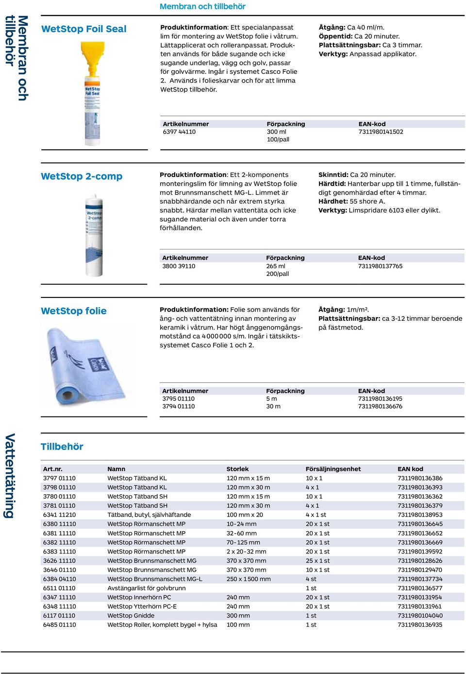 Åtgång: Ca 40 ml/m. Öppentid: Ca 20 minuter. Plattsättningsbar: Ca 3 timmar. Verktyg: Anpassad applikator.