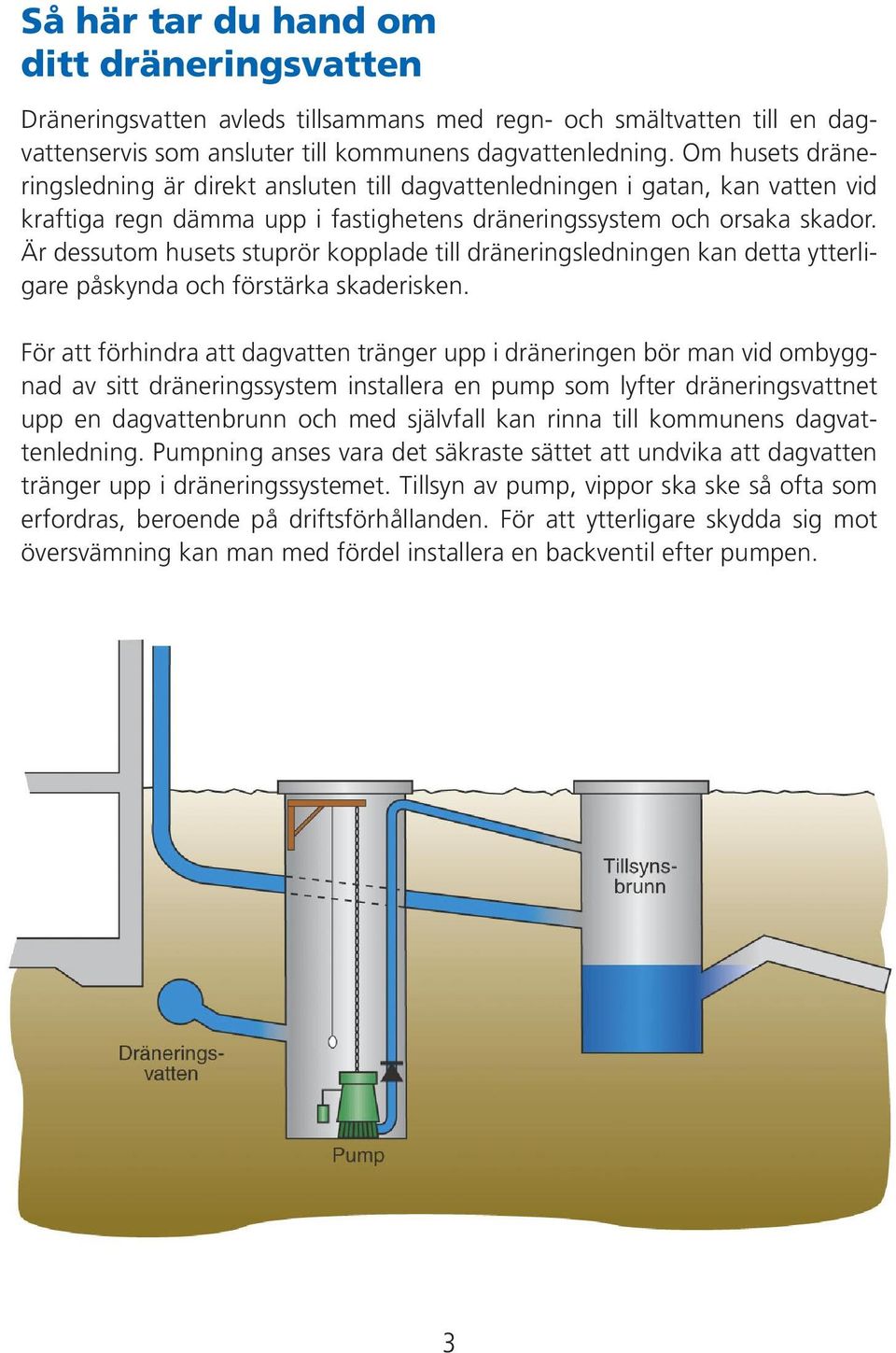 Är dessutom husets stuprör kopplade till dräneringsledningen kan detta ytterligare påskynda och förstärka skaderisken.