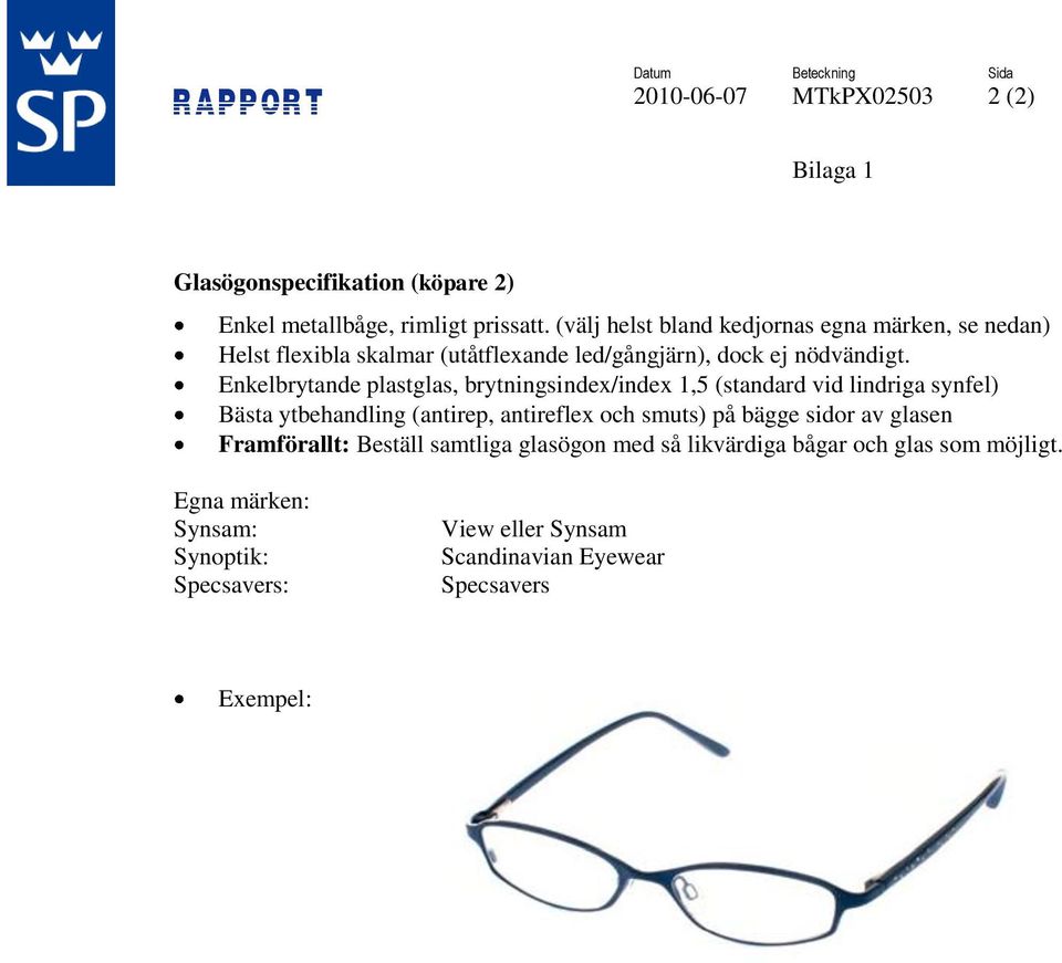 Jämförande kvalitetsutvärdering av glasögon - PDF Gratis nedladdning