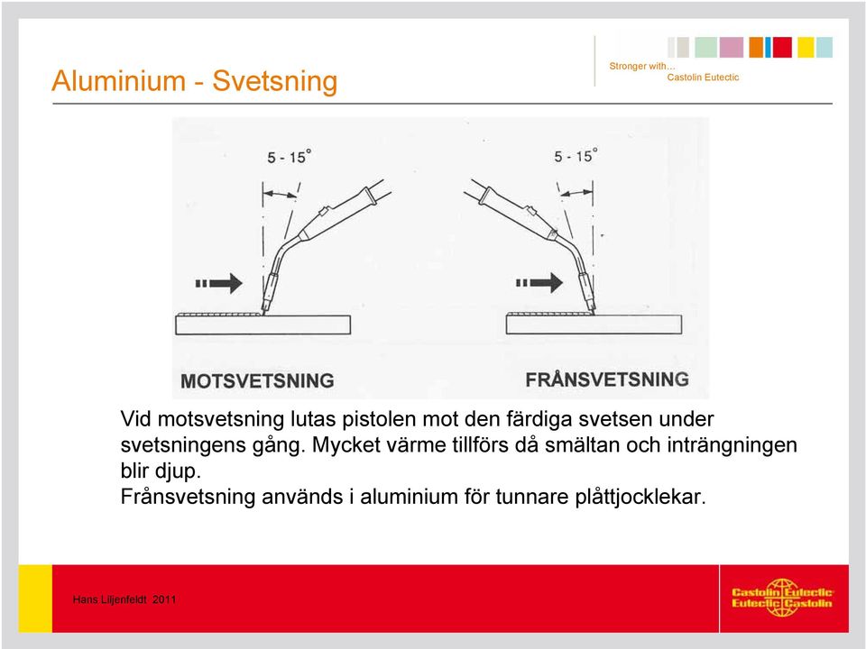 Mycket värme tillförs då smältan och inträngningen blir