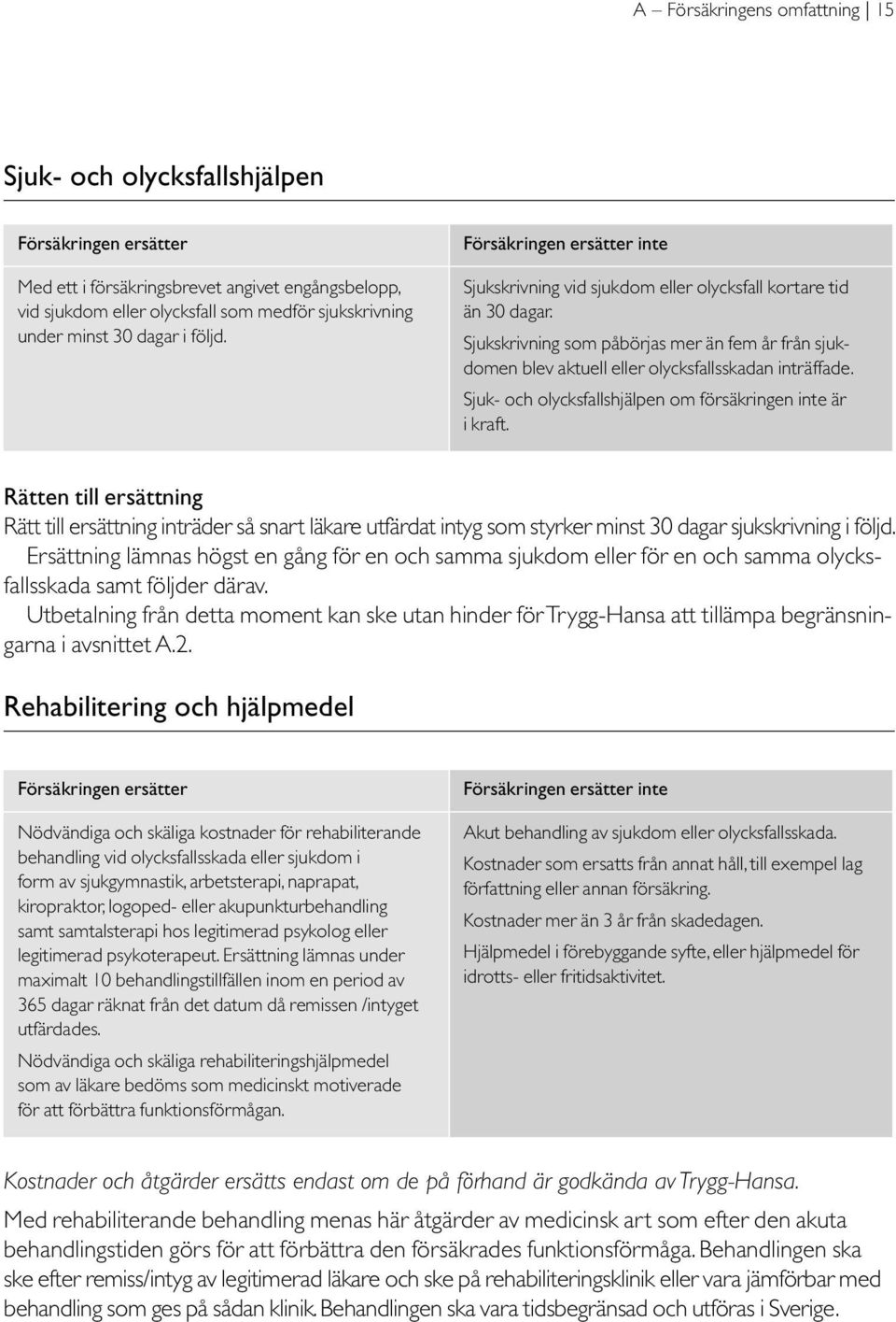 Sjukskrivning som påbörjas mer än fem år från sjukdomen blev aktuell eller olycksfallsskadan inträffade. Sjuk- och olycksfallshjälpen om försäkringen inte är i kraft.