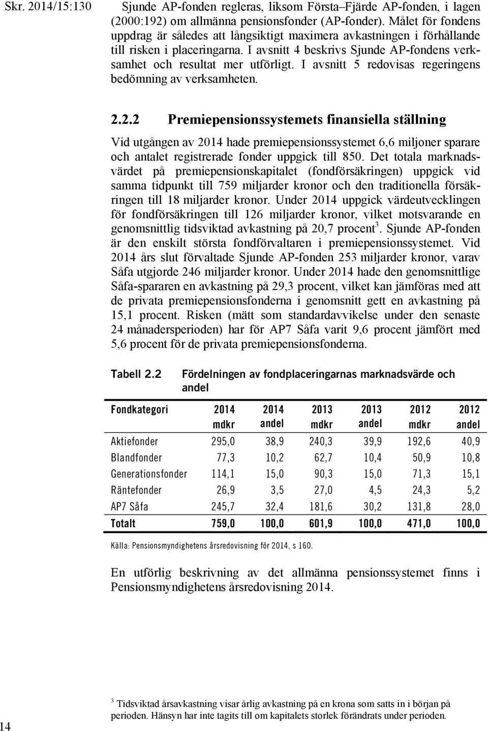 I avsnitt 5 redovisas regeringens bedömning av verksamheten. 2.