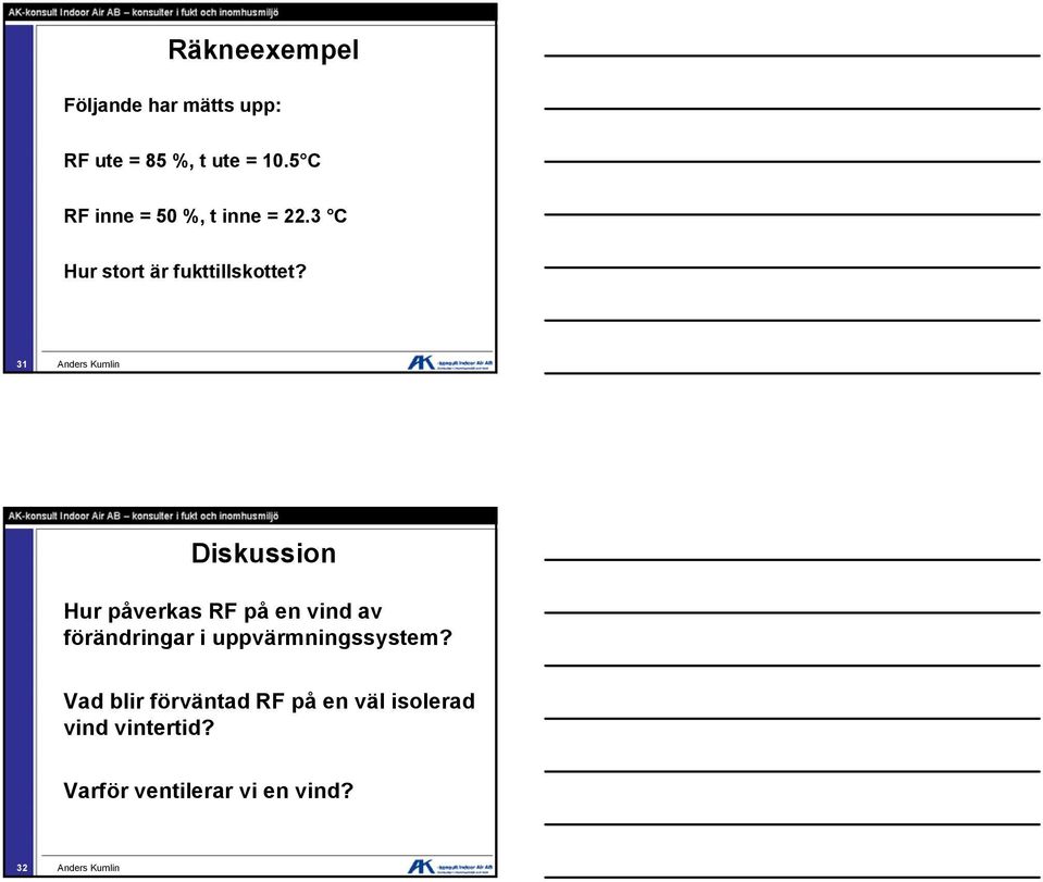 31 Diskussion Hur påverkas RF på en vind av förändringar i