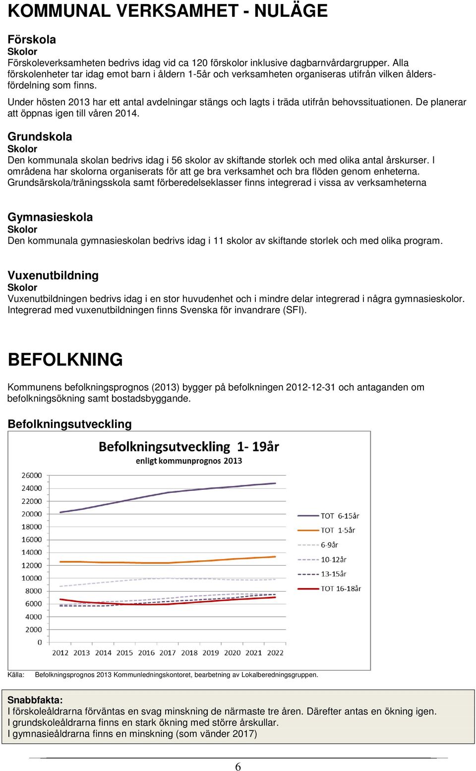 Under hösten 2013 har ett antal avdelningar stängs och lagts i träda utifrån behovssituationen. De planerar att öppnas igen till våren 2014.