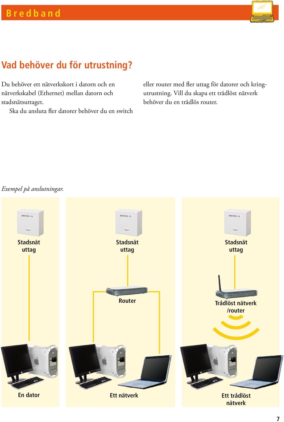 Ska du ansluta fler datorer behöver du en switch eller router med fler för datorer och kringutrustning.