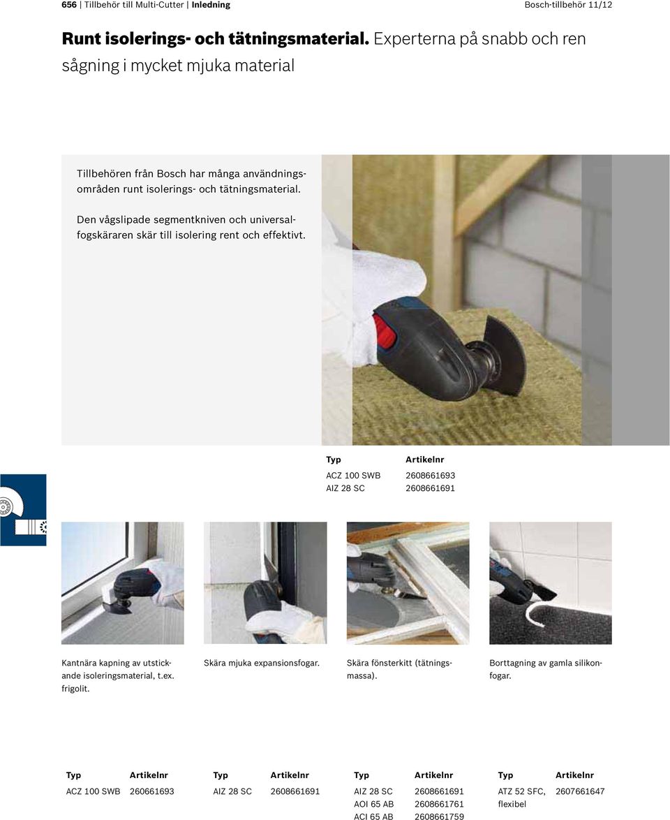 Den vågslipade segmentkniven och universalfogskäraren skär till isolering rent och effektivt.