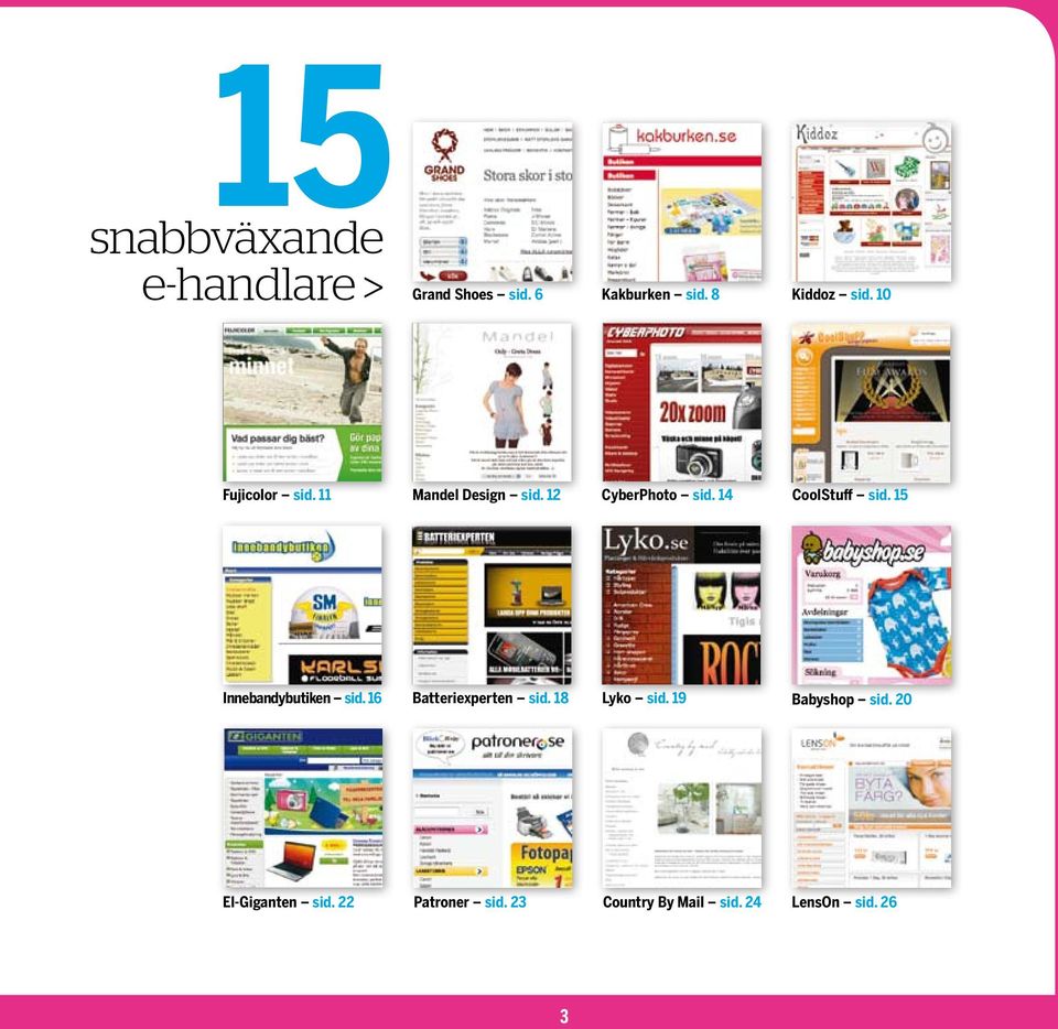 15 Innebandybutiken sid. 16 Batteriexperten sid. 18 Lyko sid. 19 Babyshop sid.