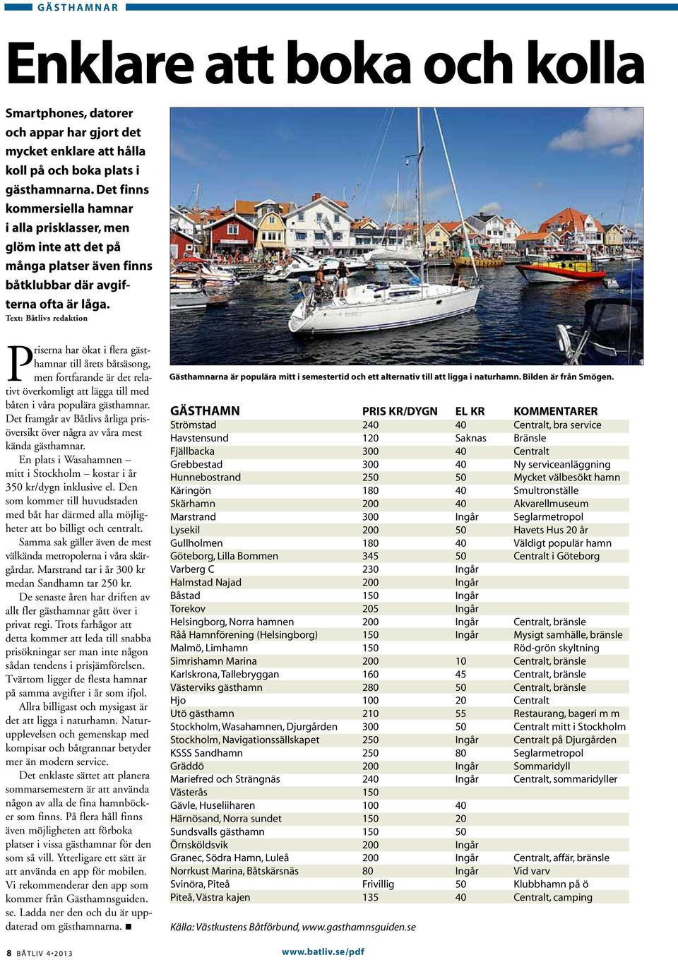 Text: Båtlivs redaktion Priserna har ökat i flera gästhamnar till årets båtsäsong, men fortfarande är det relativt överkomligt att lägga till med båten i våra populära gästhamnar.