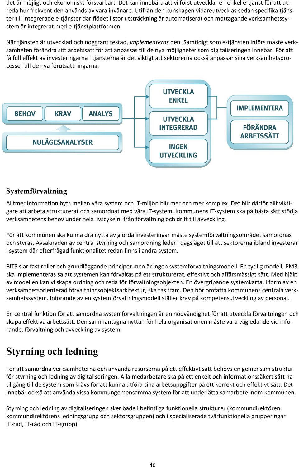 e-tjänstplattformen. När tjänsten är utvecklad och noggrant testad, implementeras den.