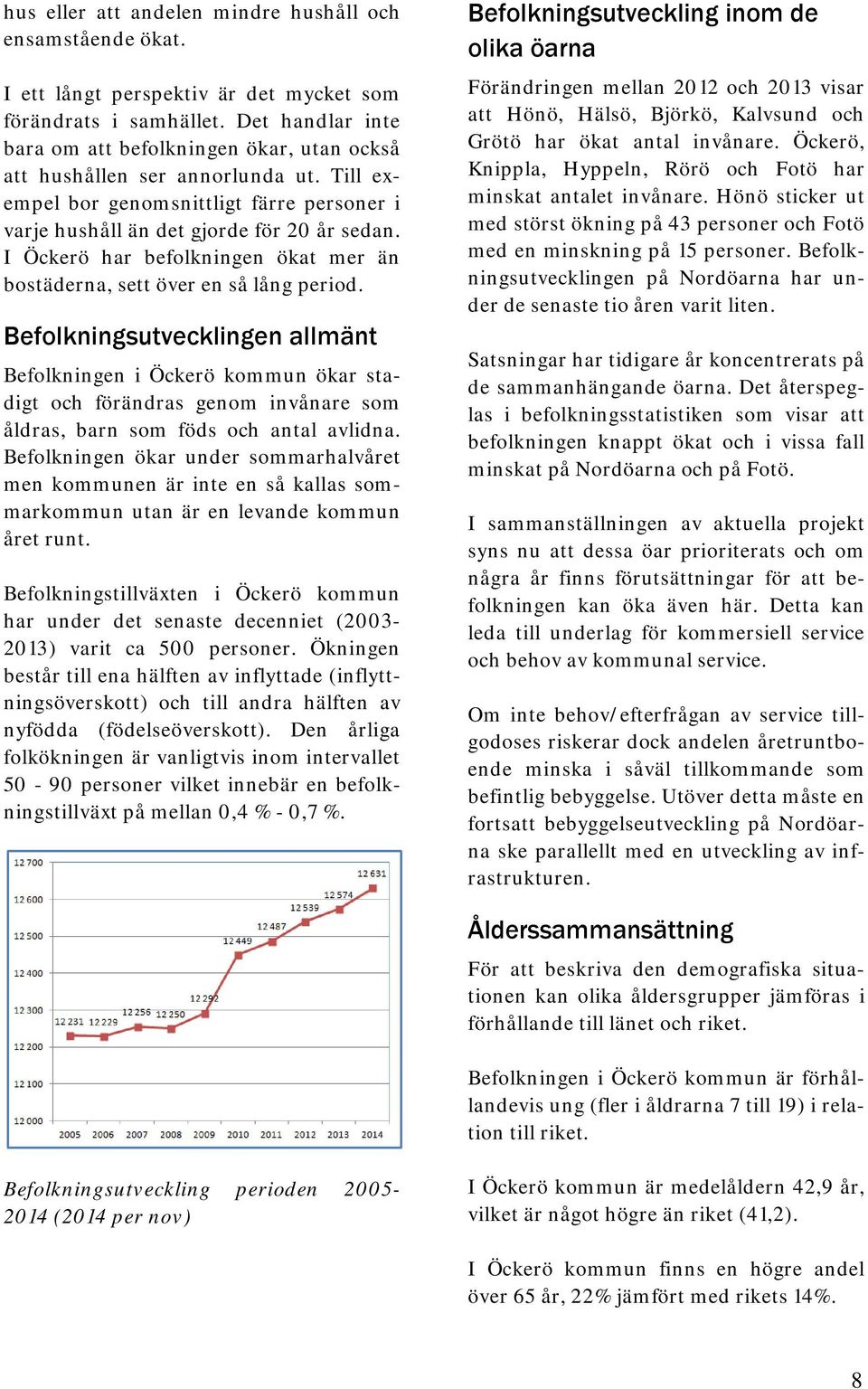 I Öckerö har befolkningen ökat mer än bostäderna, sett över en så lång period.