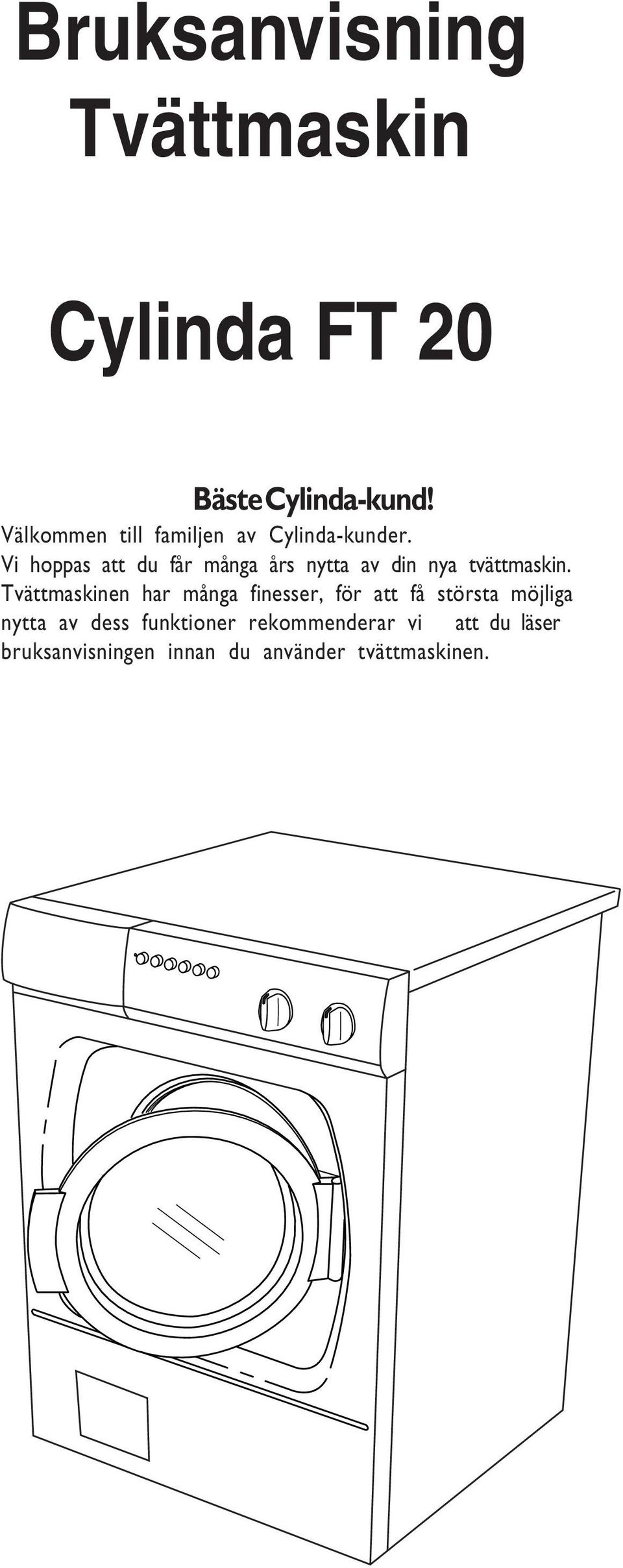 Bruksanvisning Tvättmaskin. Cylinda FT 20 - PDF Gratis nedladdning