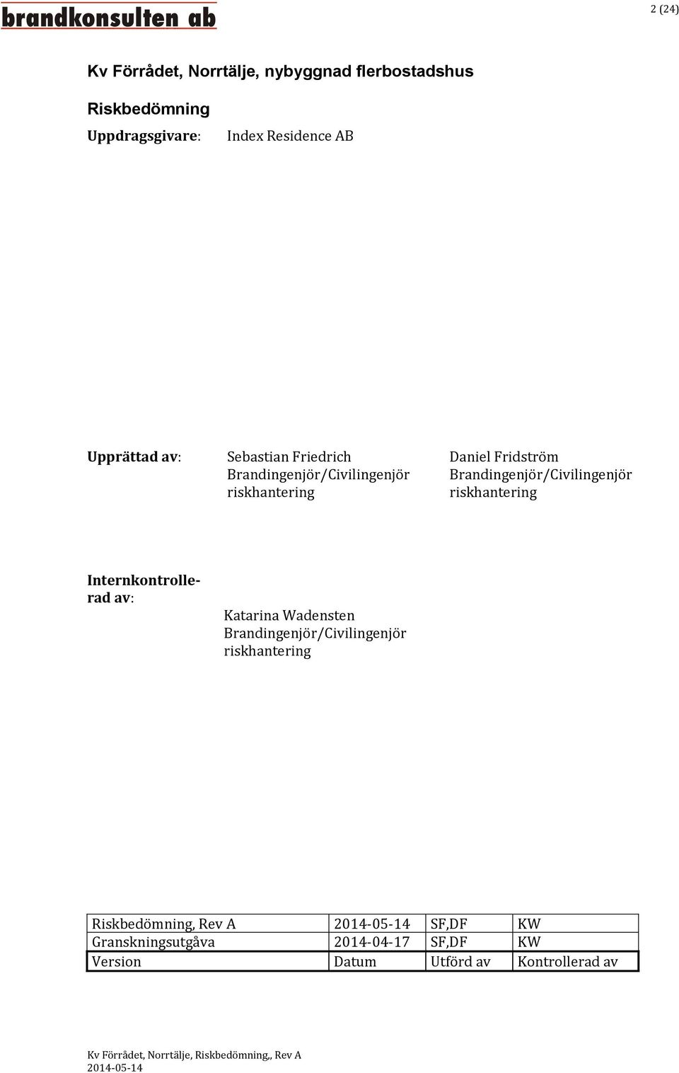 riskhantering riskhantering Internkontrollerad av: Katarina Wadensten Brandingenjör/Civilingenjör