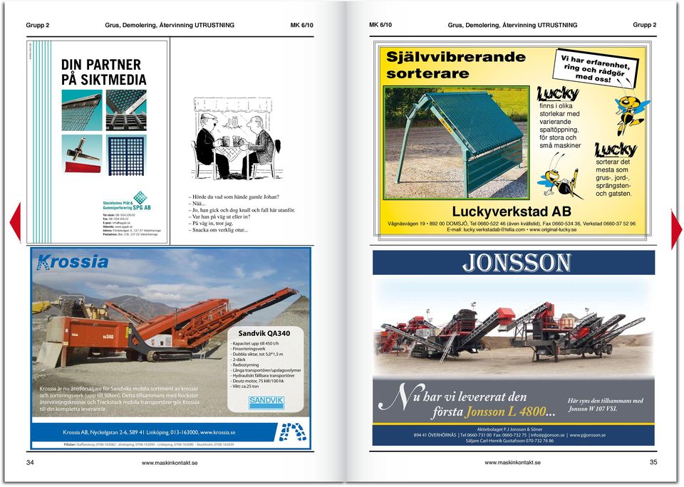 fi nns i olika storlekar med varierande spaltöppning, för stora och små ma ski ner Besök oss på Maskinexpo monter H28 Tel växel: 08 504 106 00 Fax: 08 504 106 10 E-post: info@spgab.se Hemsida: www.