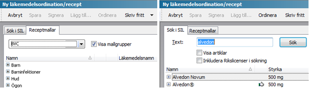 Läkemedel Ordinera ett läkemedel Öppna barnets journal. Dubbelklicka på Läkemedel i vänstermenyn och välj Ny, eller tryck F7 på tangentbordet för att komma direkt till Ny läkemedelsordination/recept.