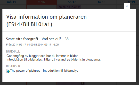 5. Se schema och kursplaneringar I lärplattformen har möjlihet att se ditt barn schema och eventuella kursplaneringar och andra händelser som sker under skoltid.