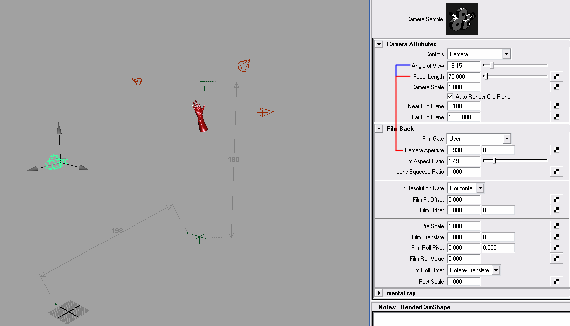 Figur 11 (Utmäta längder i scenen samt rätt kamera inställningar) 5.3 Texturering När man skapar UV-mappen för texturen måste man tänka på ett antal saker.