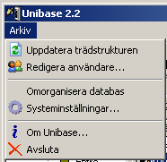 6 3. Programmering 3.2 INLÄGGNING AV ANVÄNDARE OCH LÖSENORD Starta programmet genom att välja UniBase på Startmenyn.