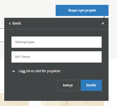 STARTA ETT PROJEKT 1. Klicka pa knappen mina projekt fo r att komma till en projekto versikt. Projekten rangordnas efter ej accepterade -projekt, (dvs.