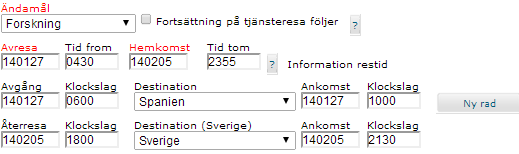 Personalavdelningen 2014-03-05 Sida 11 av 20 Ange eventuell privat övernattning. Ange måltider. Under knappen "Måltider" kryssar du i de måltider som du blivit bjuden på.