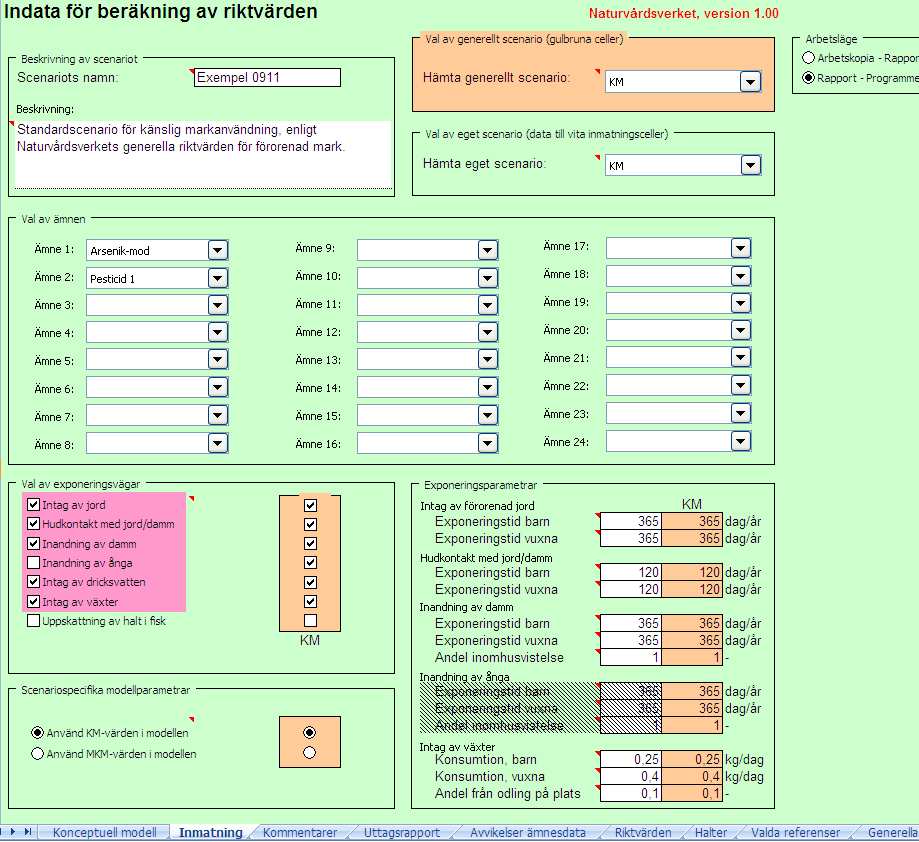 Indata för beräkning av riktvärden 37 Utbildning Länsstyrelsen Stockholm 2011-05-31 37 Uttagsrapport Riktvärde 10 10 Styrande för riktvärde Bakgrundshalt Bakgrundshalt Kommentar saknas!