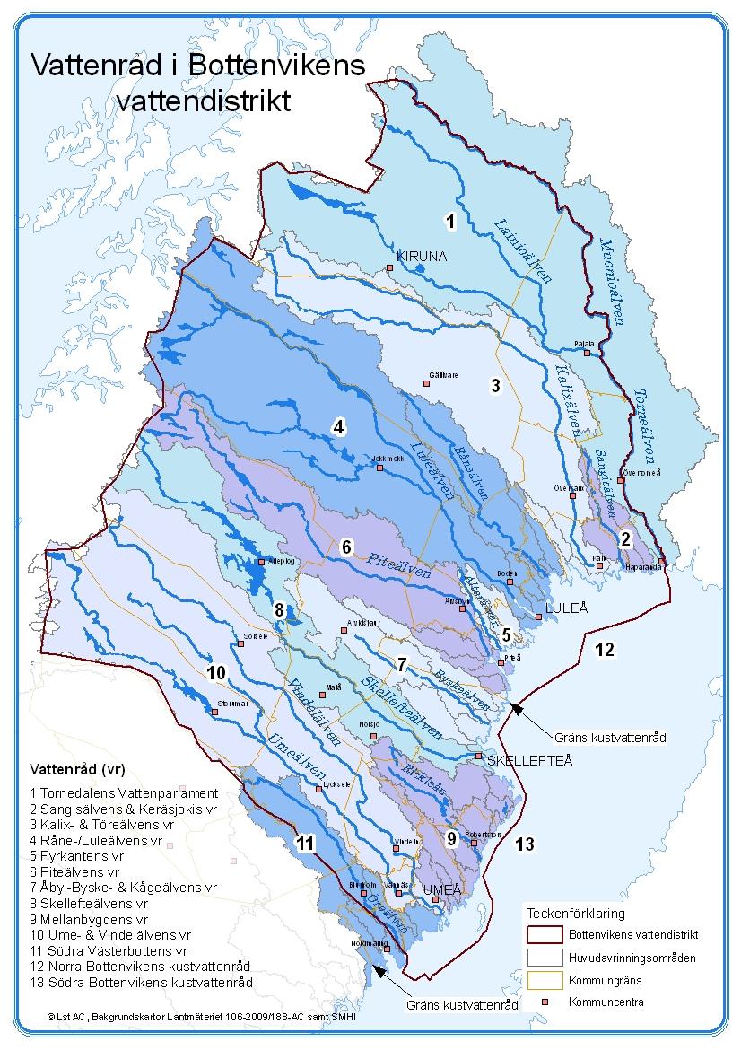 Bilaga 2 Fakta om vattenråden Bottenvikens vattendistrikt omfattar området från Torneälven i norr till Lögdeån i sydligaste Västerbotten.