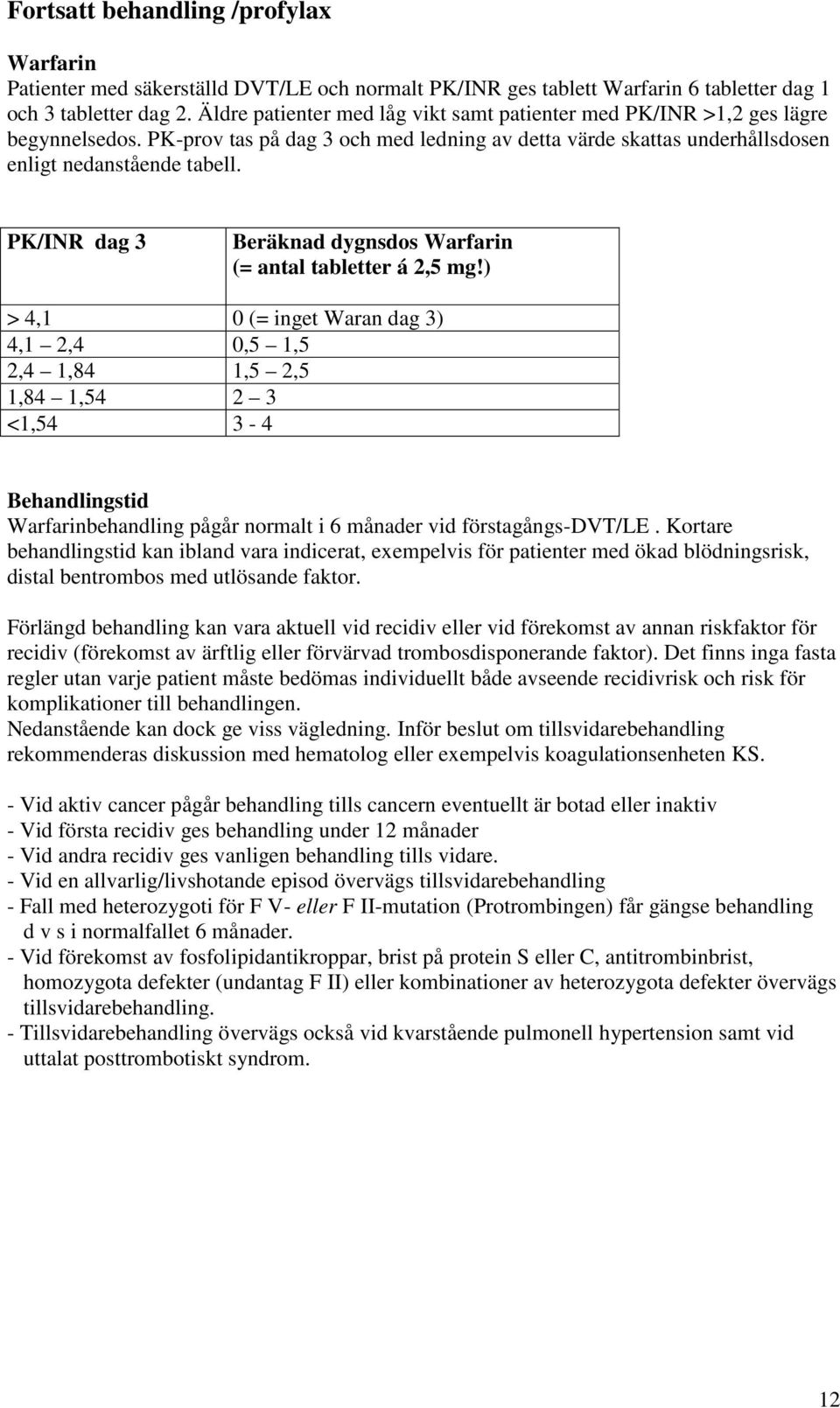 PK/INR dag 3 Beräknad dygnsdos Warfarin (= antal tabletter á 2,5 mg!