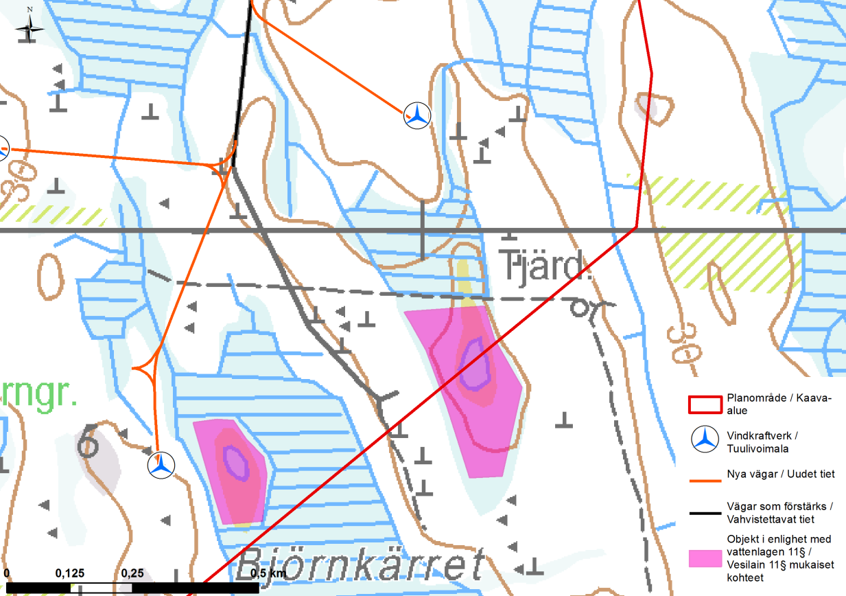 56 (88) 11.7.3 Fauna Figur 11.3. Värdefulla naturtyper på planområdet är två myrdammar i de södra delarna av planområdet.