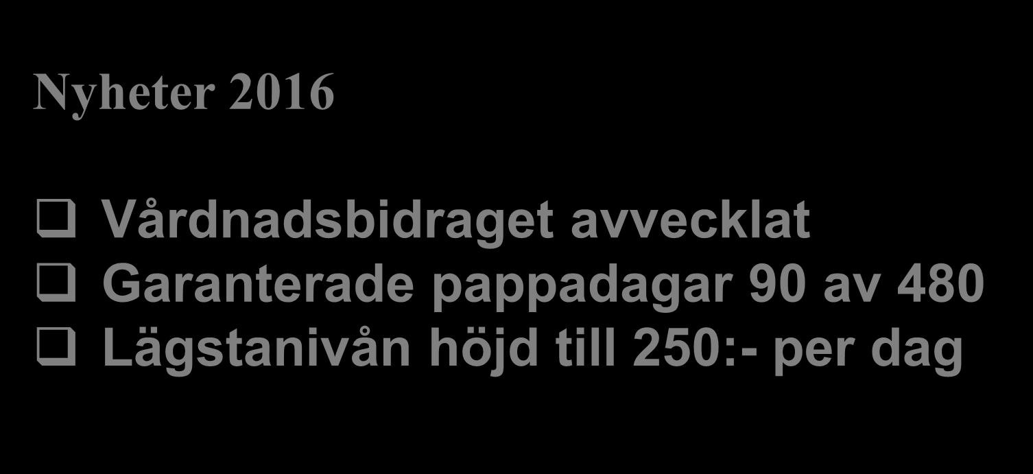 Föräldraledighet Nyheter 2016 Vårdnadsbidraget avvecklat Garanterade