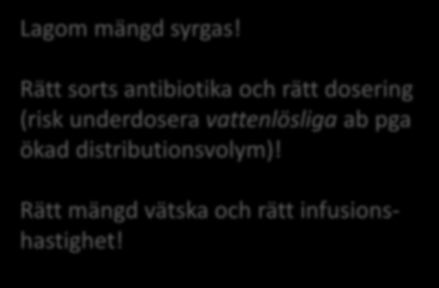 Rätt sorts antibiotika och rätt dosering (risk underdosera