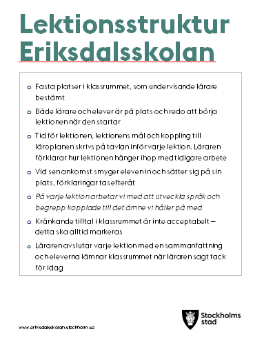 Hur vi jobbar bra studiero och hög närvaro Gemensam lektionsstruktur Gemensamma