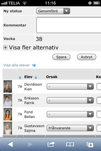 Funktionen med sökfält kommer inom kort på fler ställen i SchoolSoft. Mer information kommer i manualerna Schemaläggning.