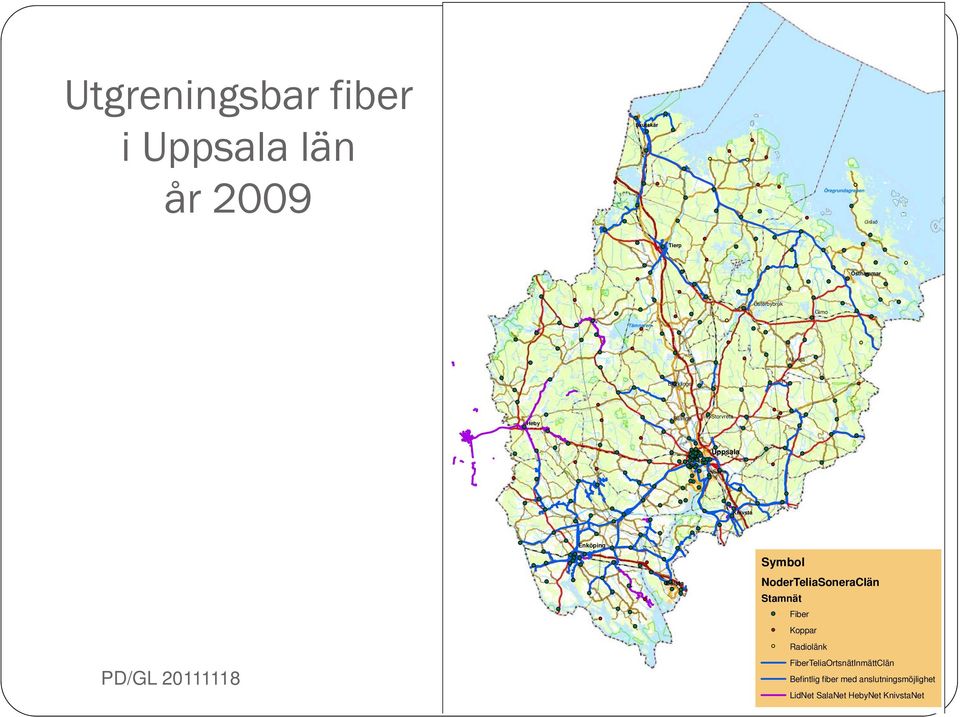 Enköping Symbol Bålsta NoderTeliaSoneraClän Stamnät Fiber Koppar Radiolänk 12 PD/GL 20111118
