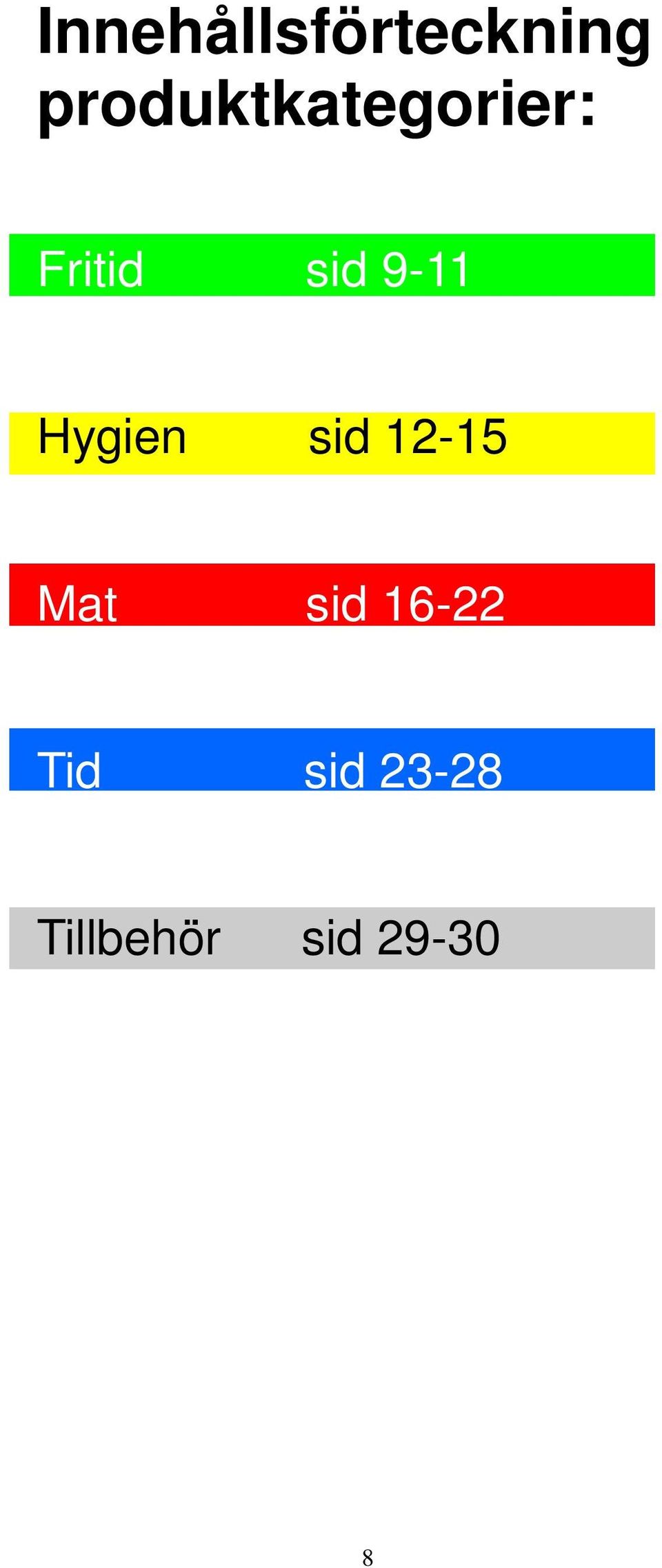 9-11 Hygien sid 12-15 Mat sid