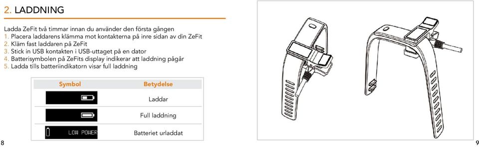 Kläm fast laddaren på ZeFt 3. Stck n USB kontakten USB-uttaget på en dator 4.