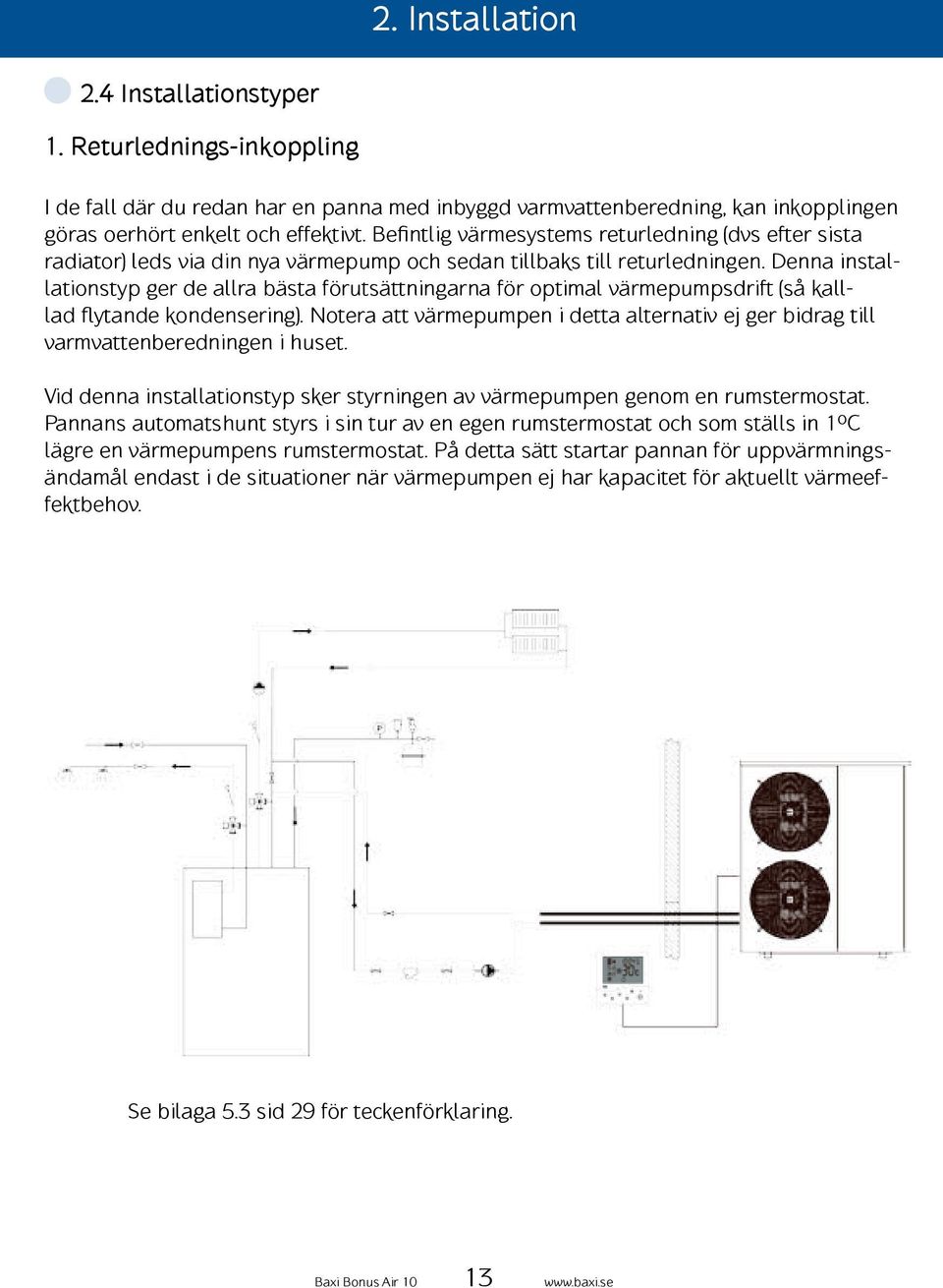 Denna installationstyp ger de allra bästa förutsättningarna för optimal värmepumpsdrift (så kalllad flytande kondensering).