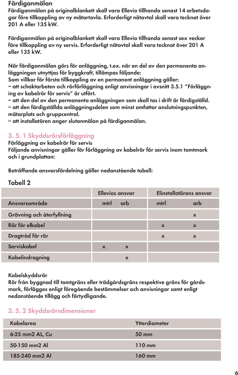 När färdiganmälan görs för anläggning, t.ex.