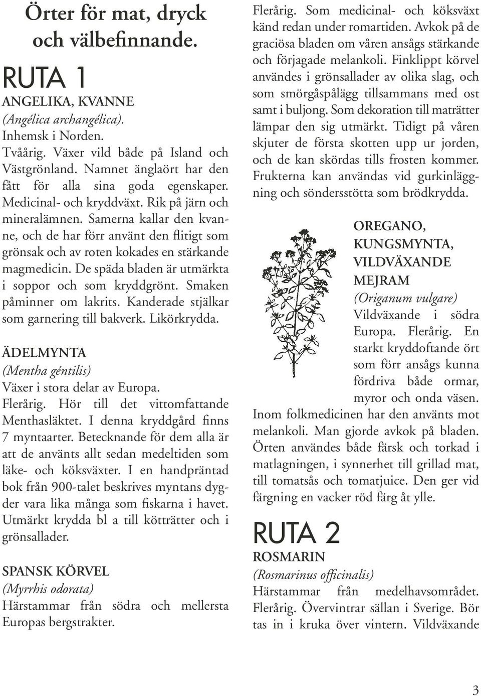 Samerna kallar den kvanne, och de har förr använt den flitigt som grönsak och av roten kokades en stärkande magmedicin. De späda bladen är utmärkta i soppor och som kryddgrönt.