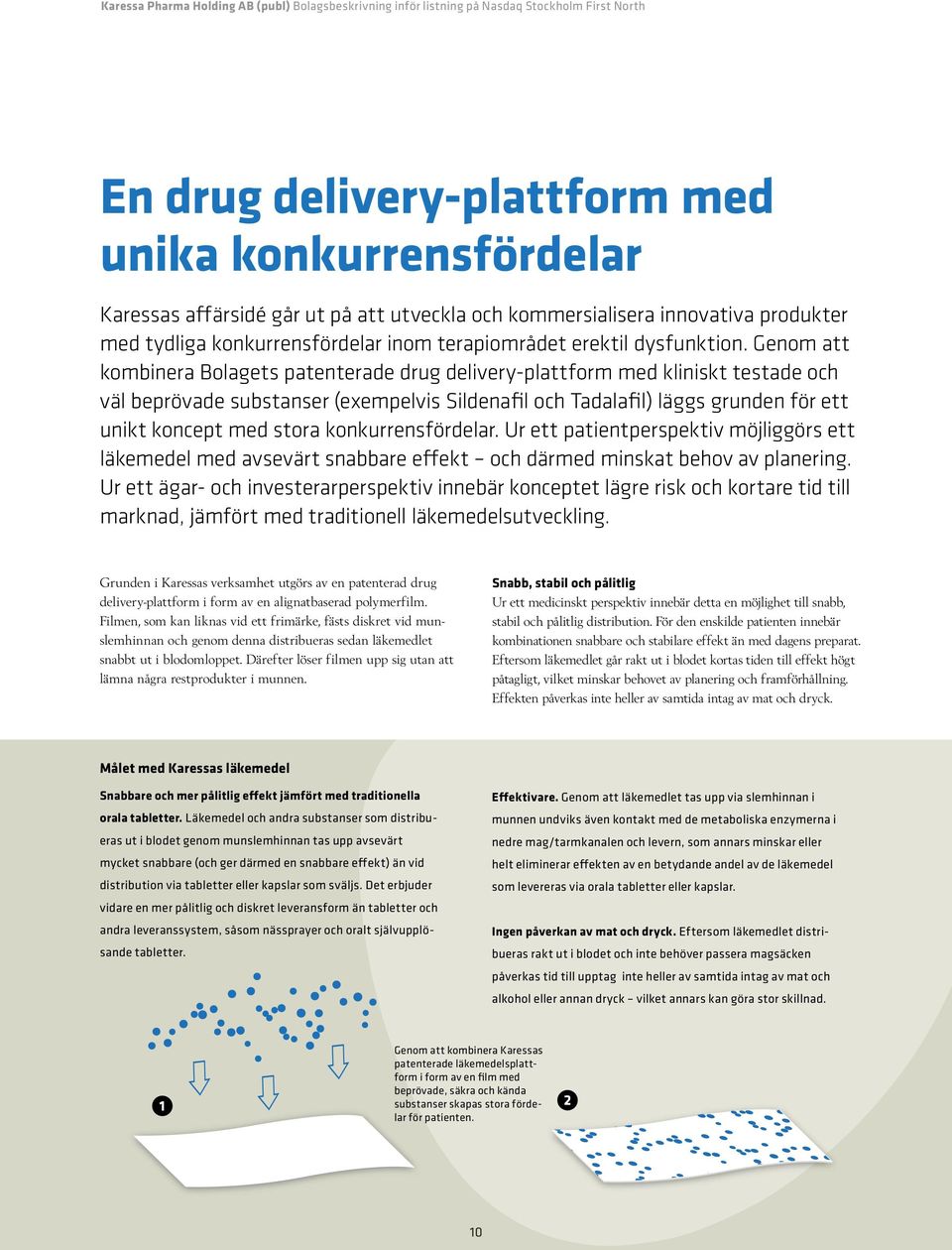 Genom att kombinera Bolagets patenterade drug delivery-plattform med kliniskt testade och väl beprövade substanser (exempelvis Sildenafil och Tadalafil) läggs grunden för ett unikt koncept med stora