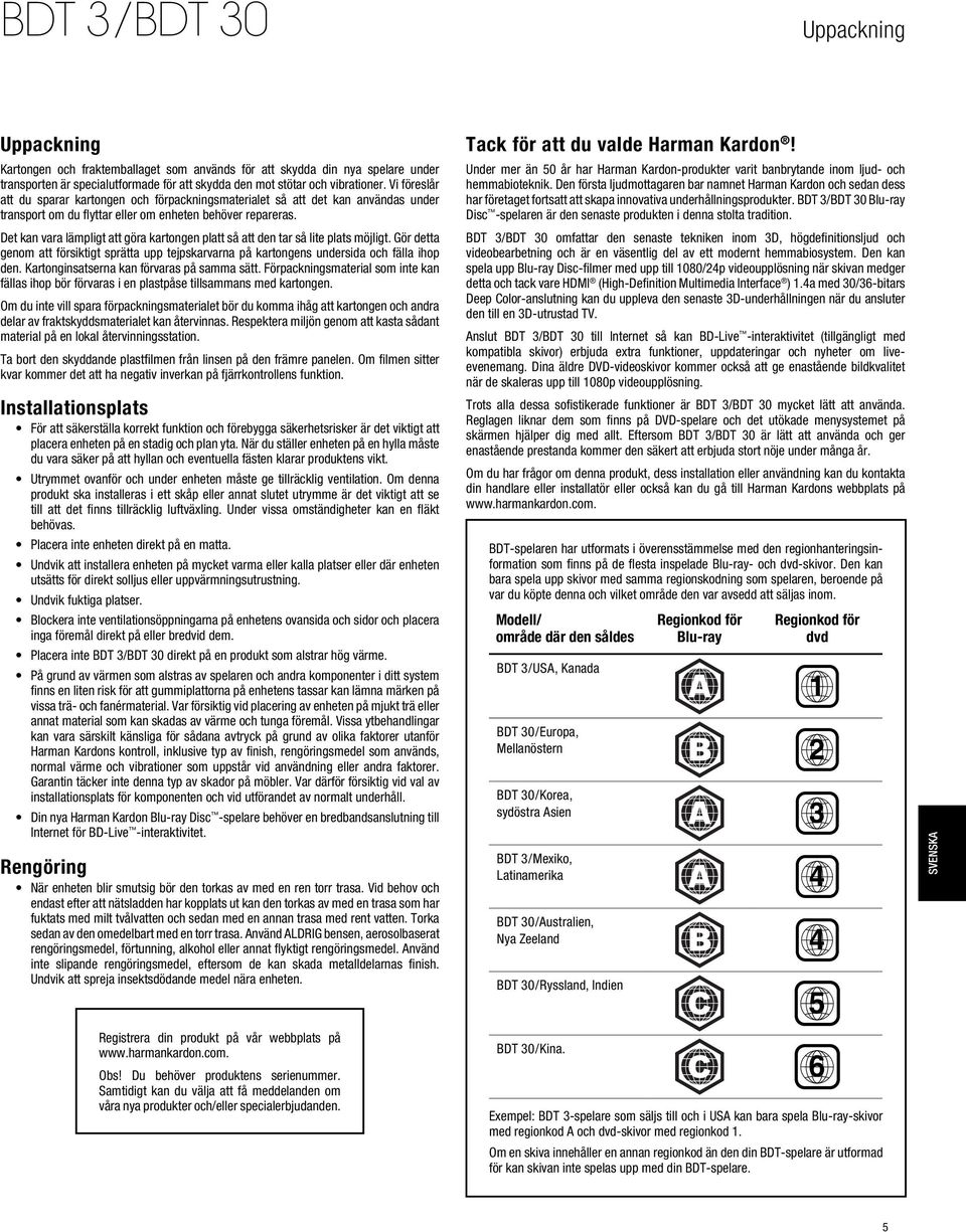Vi föreslår att du sparar kartongen och förpackningsmaterialet så att det kan användas under transport om du flyttar eller om enheten behöver repareras.