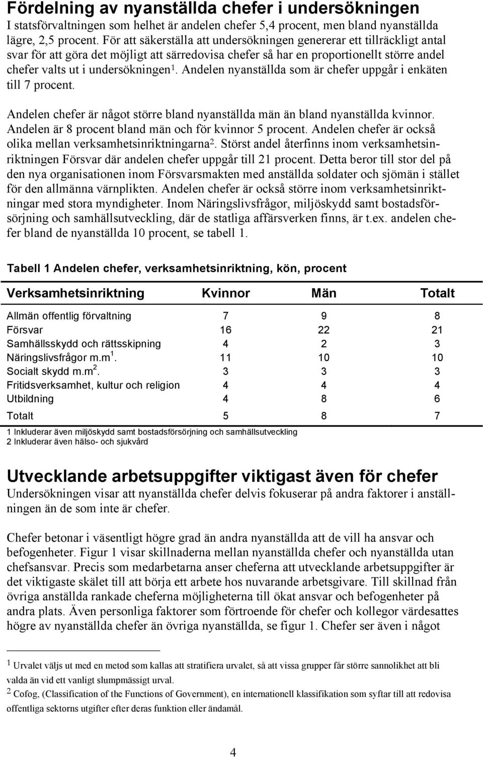 Andelen nyanställda som är chefer uppgår i enkäten till 7 procent. Andelen chefer är något större bland nyanställda män än bland nyanställda kvinnor.