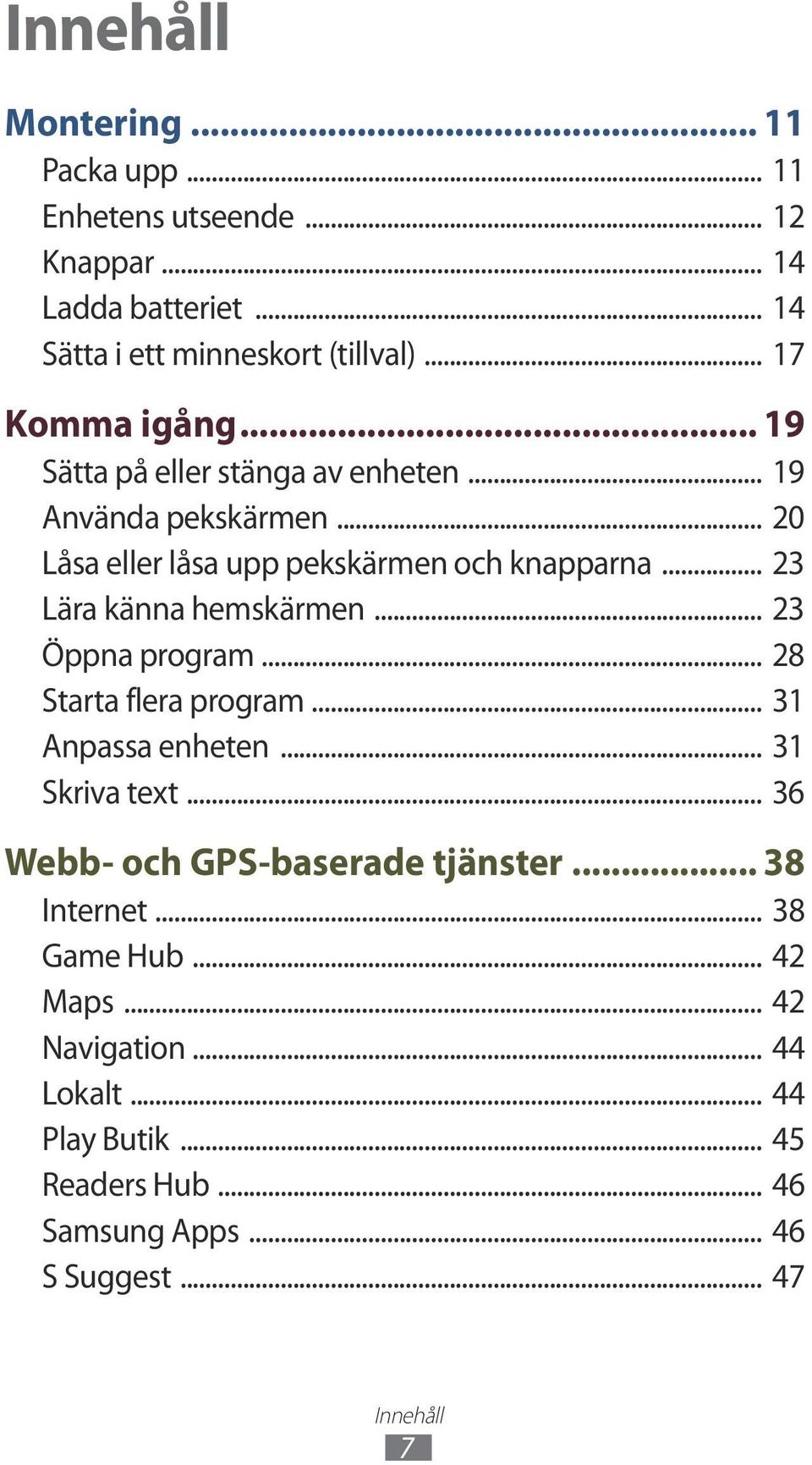 .. 23 Lära känna hemskärmen... 23 Öppna program... 28 Starta flera program... 31 Anpassa enheten... 31 Skriva text.