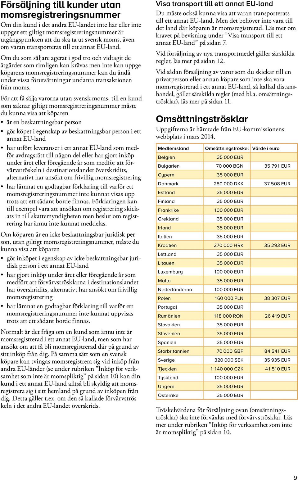 Om du som säljare agerat i god tro och vidtagit de åtgärder som rimligen kan krävas men inte kan uppge köparens momsregistreringsnummer kan du ändå under vissa förutsättningar undanta transaktionen