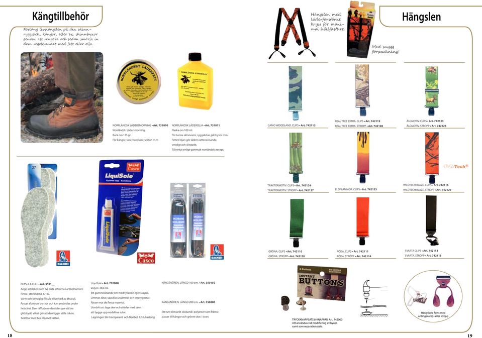 731811 Flaska om 100 ml. CAMO WOODLAND. CLIPS Art. 742112 REAL TREE EXTRA. CLIPS Art. 742119 REAL TREE EXTRA. STROPP Art. 742128 ÄLGMOTIV. CLIPS Art. 742123 ÄLGMOTIV. STROPP Art. 742126 Burk om 125 gr.