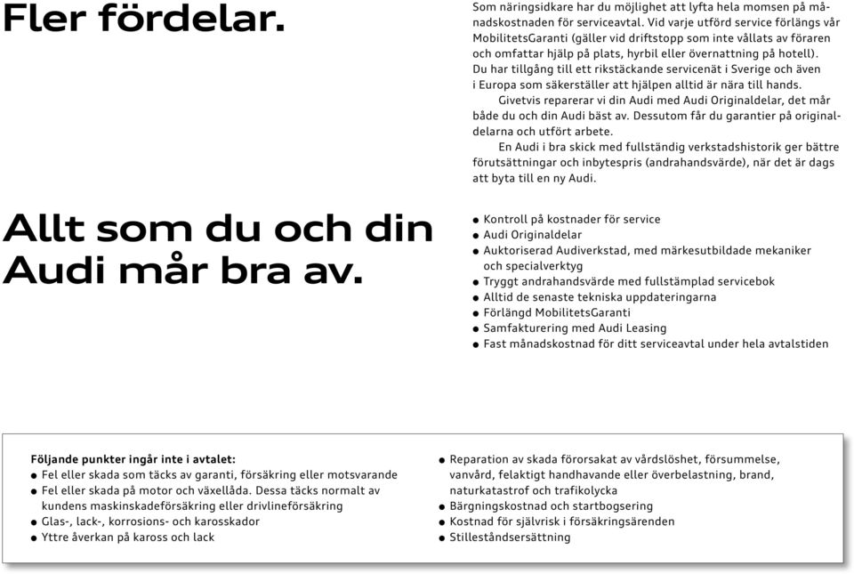 Du har tillgång till ett rikstäckande servicenät i Sverige och även i Europa som säkerställer att hjälpen alltid är nära till hands.