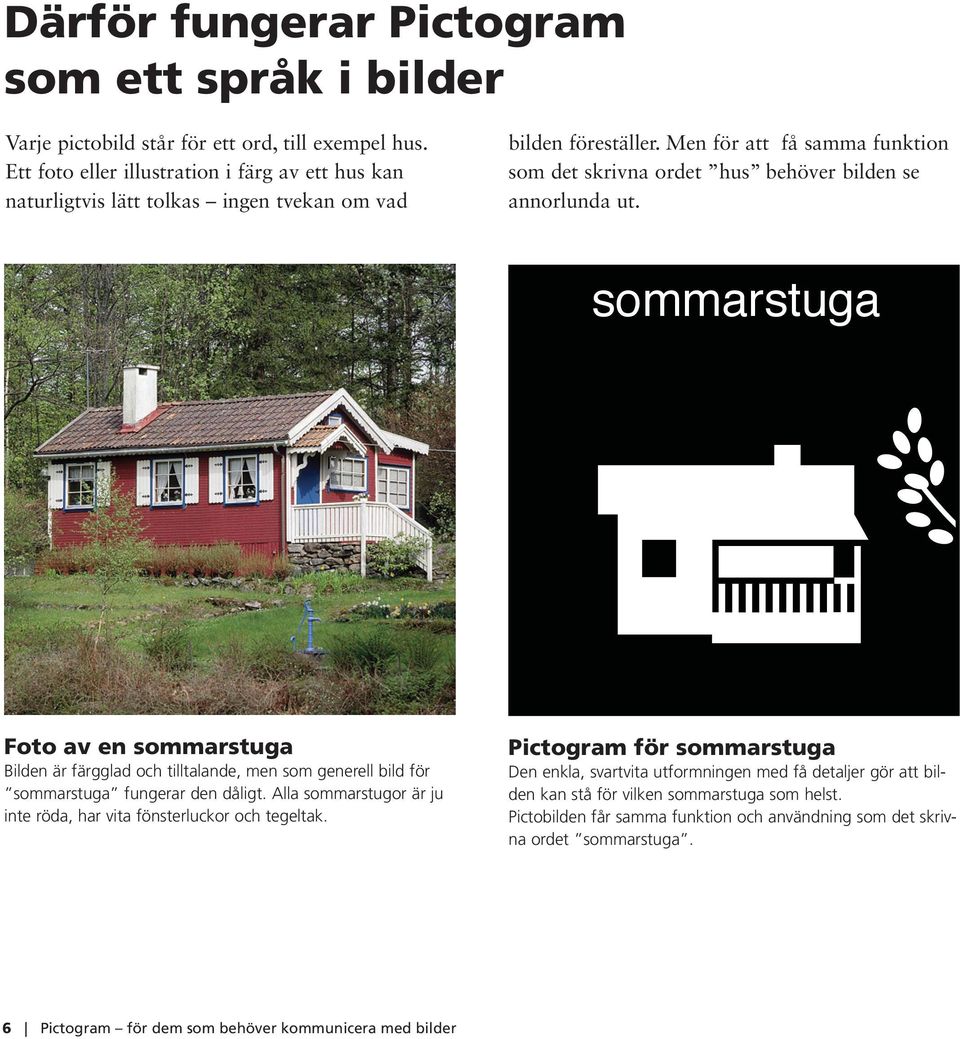 Men för att få samma funktion som det skrivna ordet hus behöver bilden se annorlunda ut.