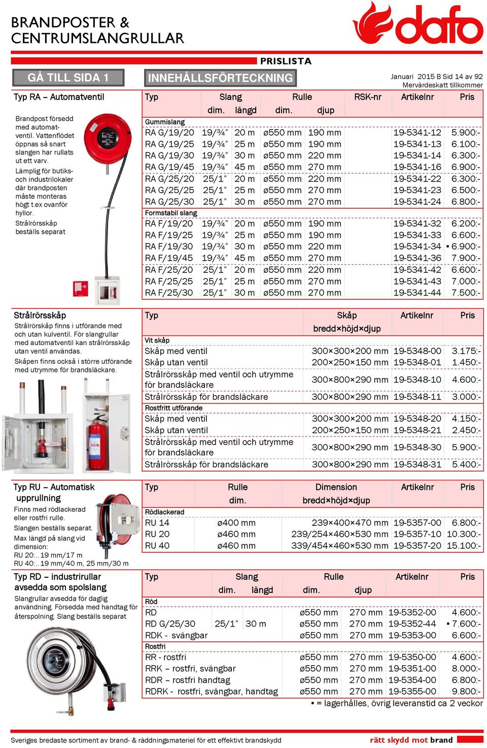 Strålrörsskåp beställs separat Gummislang RA G/19/0 19/¾ 0 m ø0 mm 190 mm 19-1-1.900:- RA G/19/ 19/¾ m ø0 mm 190 mm 19-1-1.0:- RA G/19/0 19/¾ 0 m ø0 mm 0 mm 19-1-1.