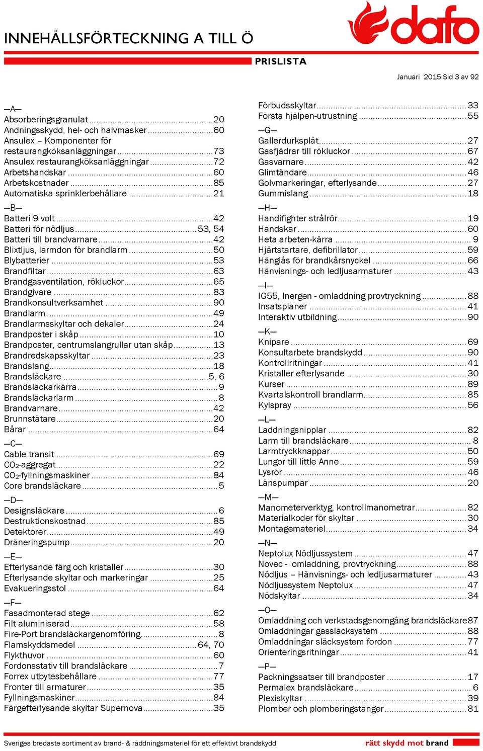 .. Blixtljus, larmdon för brandlarm... 0 Blybatterier... Brandfiltar... Brandgasventilation, rökluckor... Brandgivare... Brandkonsultverksamhet... 90 Brandlarm... 9 Brandlarmsskyltar och dekaler.