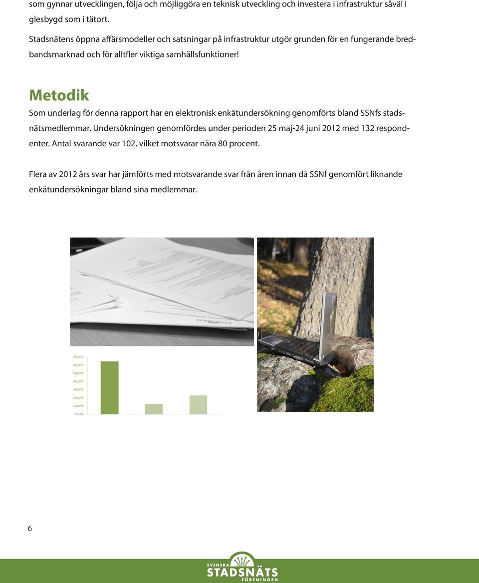 Metodik Som underlag för denna rapport har en elektronisk enkätundersökning genomförts bland SSNfs stadsnätsmedlemmar.