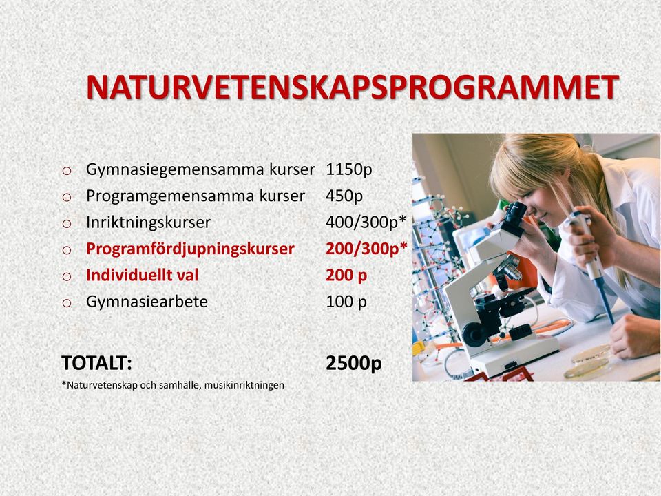 Programfördjupningskurser 200/300p* o Individuellt val 200 p o