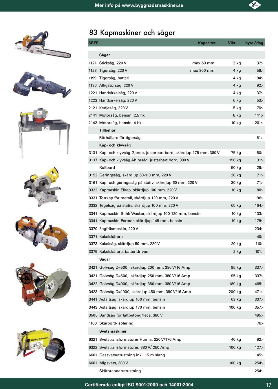 för tigersåg 51:- Kap- och klyvsåg 3131 Kap- och klyvsåg Gjerde, justerbart bord, skärdjup 175 mm, 380 V 75 kg 80:- 3137 Kap- och klyvsåg Ahlmsåg, justerbart bord, 380 V 150 kg 131:- Rullbord 50 kg